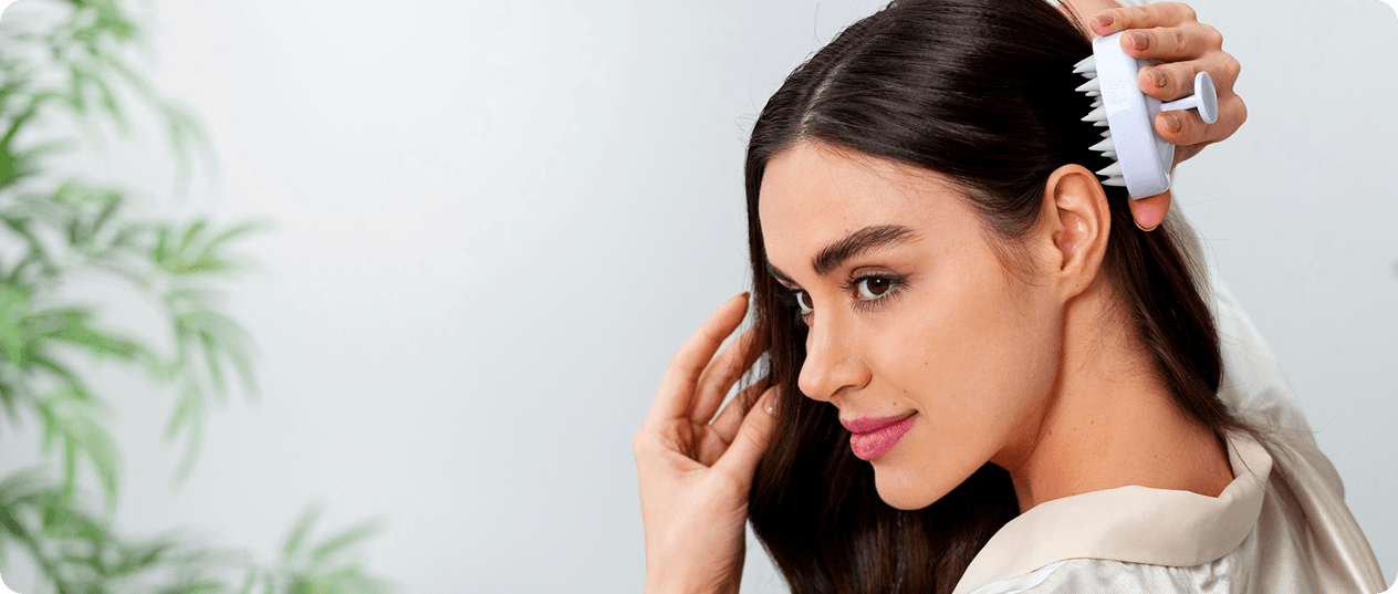 Woman using hair treatment device